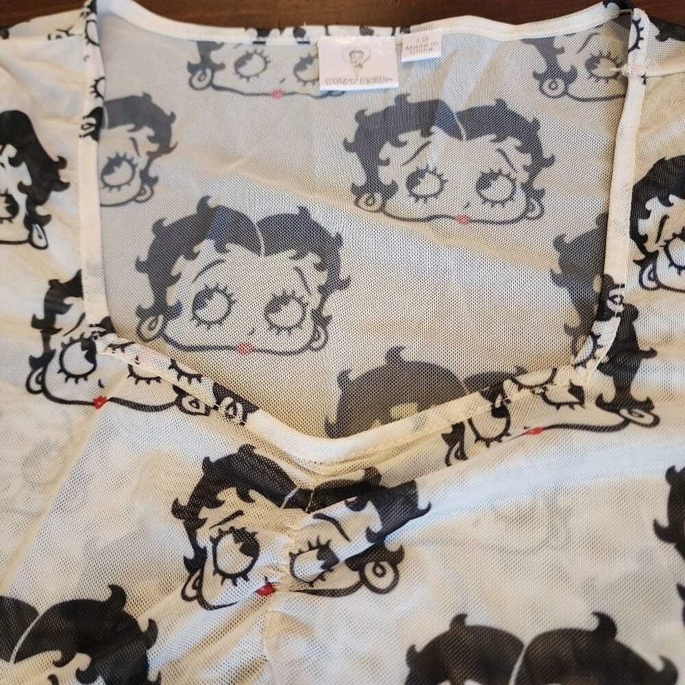 Betty Boop Women's Mesh Long Sleeve Sheer Top Size Large - Picture 3 of 5